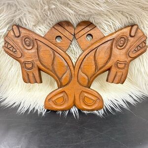 Vintage Wood Hand Carved Wall Hanging Wall Art Folk Art Rustic Collectible Decor